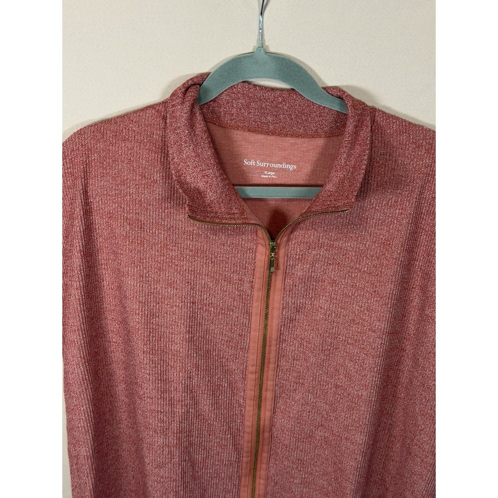 New Soft Surroundings Womens XL Lhami Zip Knit Shirt Cardigan Sweater Pink - Picture 7 of 8